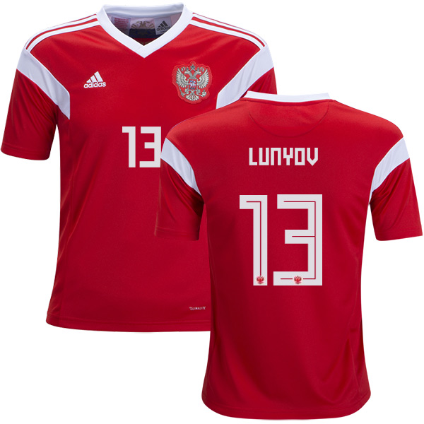 Russia #13 Lunyov Home Kid Soccer Country Jersey - Click Image to Close